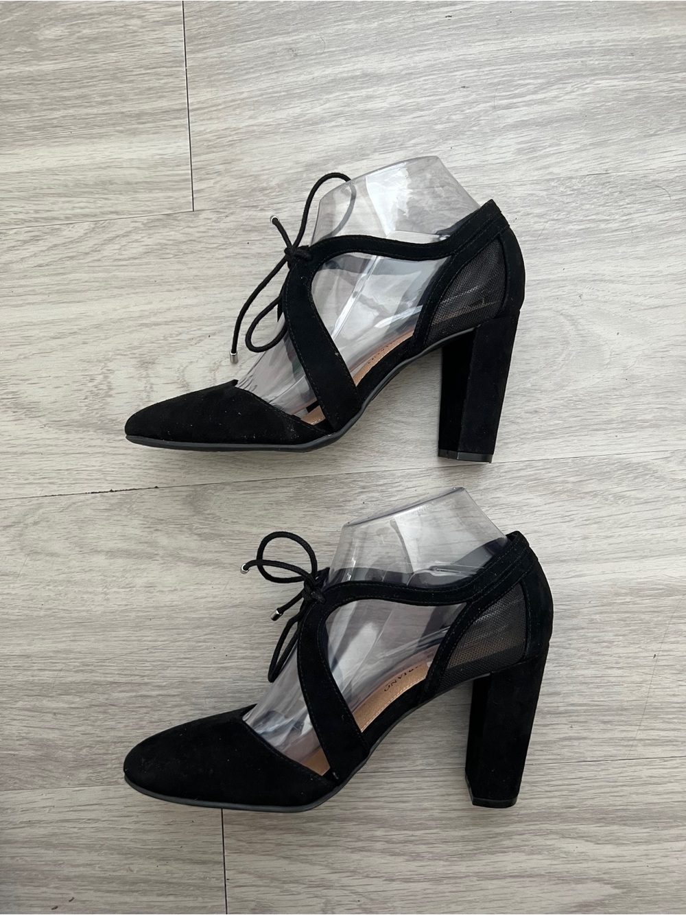 Christian Siriano Black Lace-Up Block Heel Pumps Size 6.5